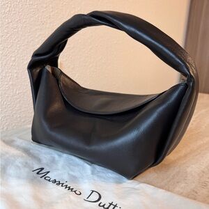 Massimo Dutti Chocolate Brown Leather Shoulder Bag